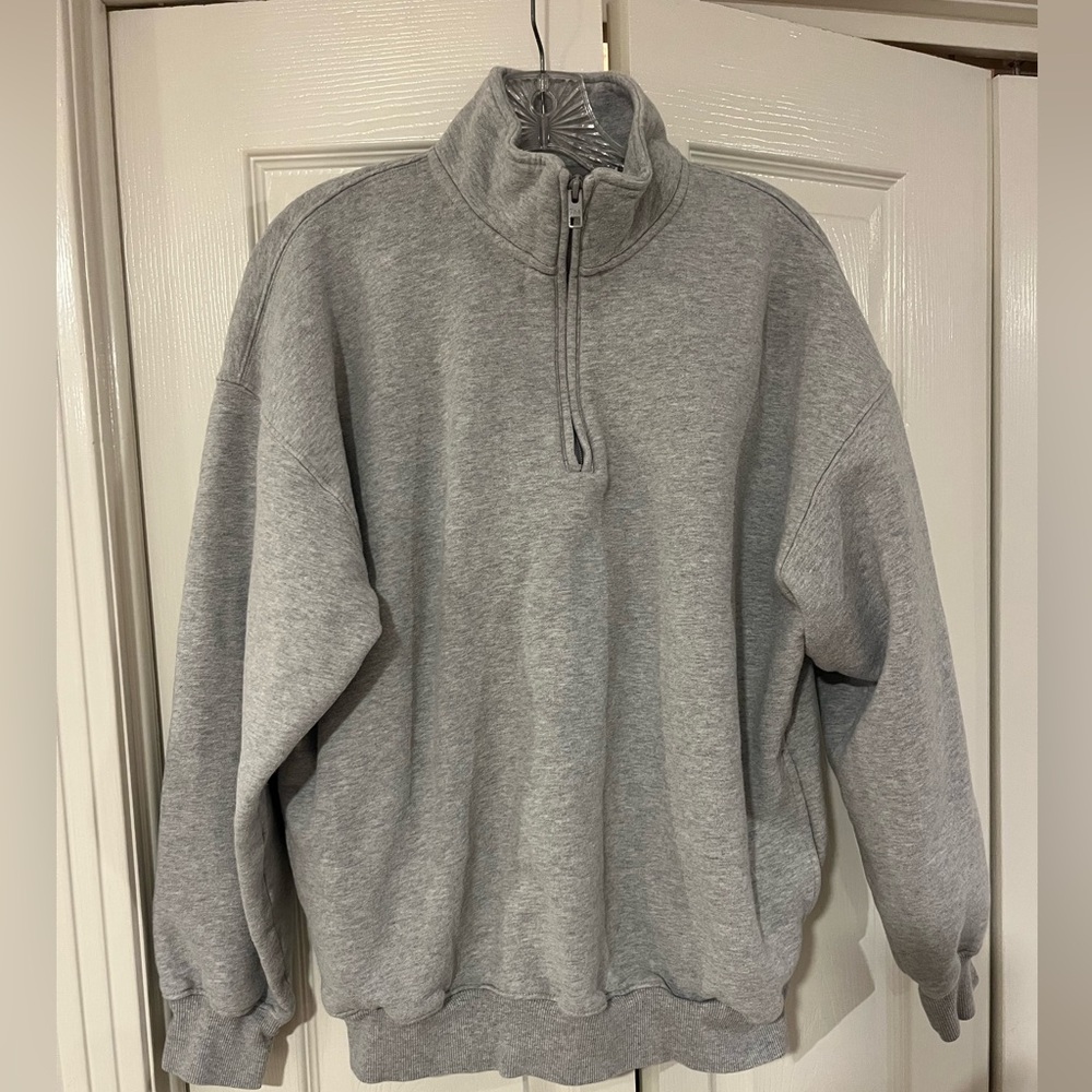 Aritzia TNA Cozy Fleece Mega 1/4 Zip Sweatshirt Grey Size 2